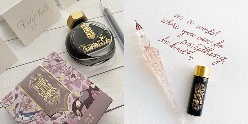 Supplies used: FWP Madam Mulberry Ink | Kuretake Empty Karappo Pen, Brush | J. Herbin Coral Glass Pen | FWP Candy Marsala Ink