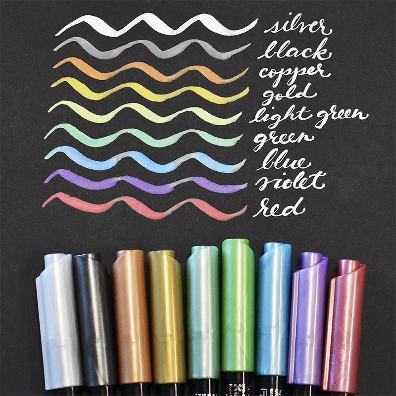 Zig Fudebiyori Metallic Brush Pen Color Chart